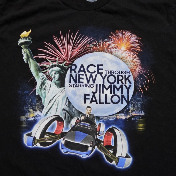 Race Through New York Starring Jimmy Fallon Black T-Shirt Large Legend Hip Hop - Picture 2 of 4